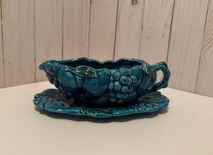 Vintage Inarco Mood Indigo Blue Ceramic Gravy Boat